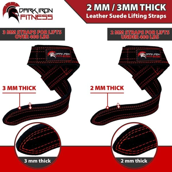 Dark Iron Fitness Leather Suede Lifting Straps - Image 3