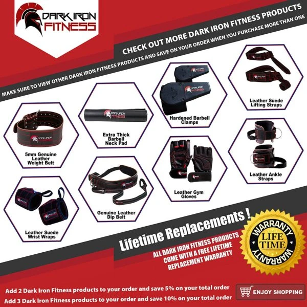 Dark Iron Fitness Leather Suede Lifting Straps - Image 4