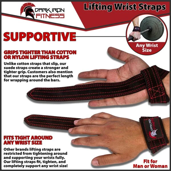 Dark Iron Fitness Leather Suede Lifting Straps - Image 5