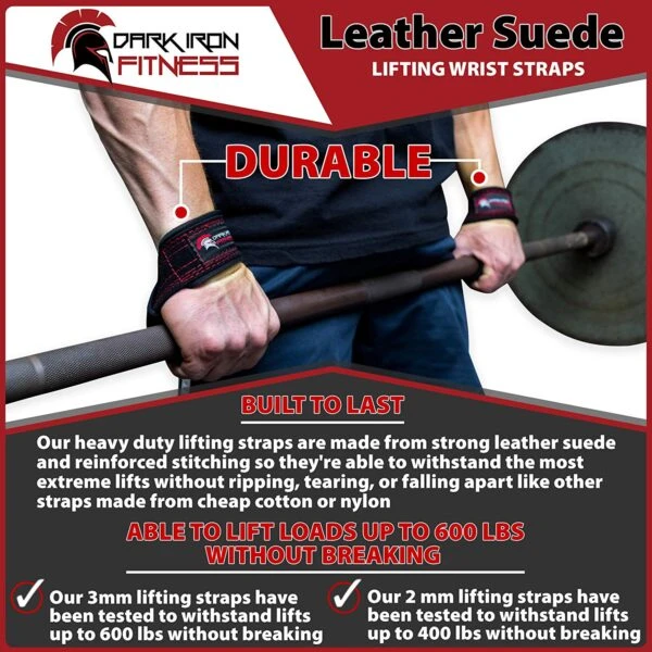 Dark Iron Fitness Leather Suede Lifting Straps - Image 6