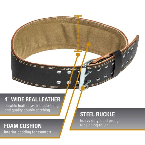 Harbinger Padded Leather Weightlifting Belt - Image 4